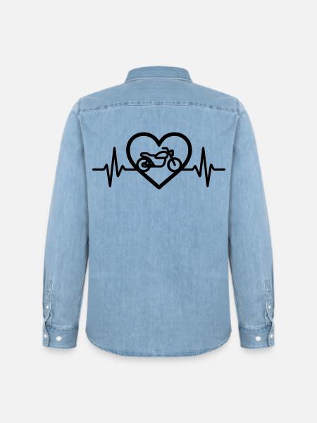 Motorcycle Heart Biker Passion - Men’s Organic Denim Shirt by Stanley/Stella - light wash