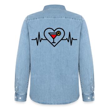 Cocktail Herz Aperitif Getränk - Männer Jeanshemd Organic von Stanley/Stella - verwaschenes Hellblau - Hinten - AI Model Male 185 light (185cm)