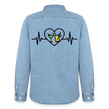 Cocktails Coeur Fête d’été Vacances - Chemise en denim homme bio Stanley/Stella - bleu clair délavé - Dos - AI Model Male 185 light (185cm)