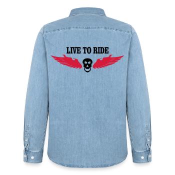 biker - Männer Jeanshemd Organic von Stanley/Stella - verwaschenes Hellblau - Hinten - AI Model Male 185 light (185cm)
