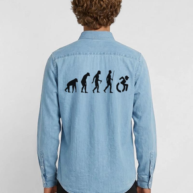 Evolution Rollstuhl. Die Rollstuhl-Evolution * Männer Jeanshemd Organic von Stanley/Stella