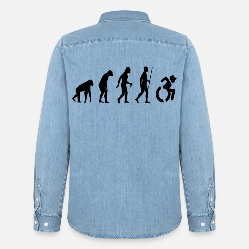 Evolution Rollstuhl. Die Rollstuhl-Evolution * - Männer Jeanshemd Organic von Stanley/Stella - verwaschenes Hellblau