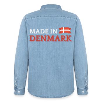 Made in Denmark, Danish pride - Men’s Organic Denim Shirt by Stanley/Stella - light wash - Back - AI Model Male 185 light (185cm)
