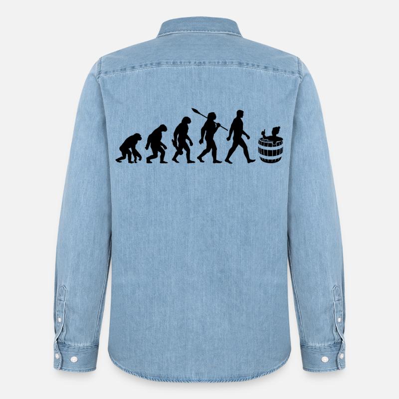 Evolution - Eisbader - Winterbaden - Eisbaden - Männer Jeanshemd Organic von Stanley/Stella - verwaschenes Hellblau