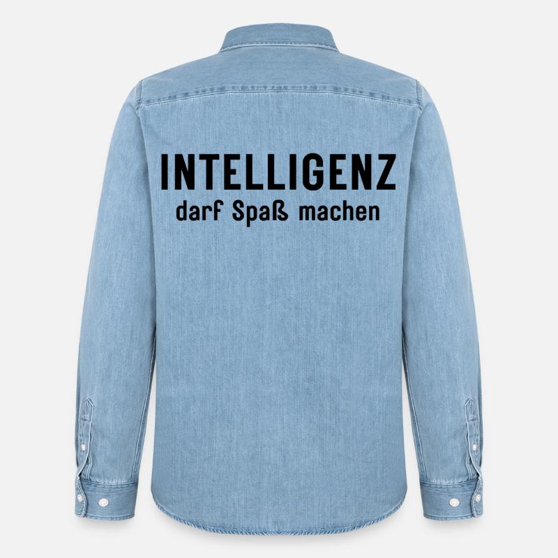 Intelligenz darf Spaß machen Statement Design - Männer Jeanshemd Organic von Stanley/Stella - verwaschenes Hellblau