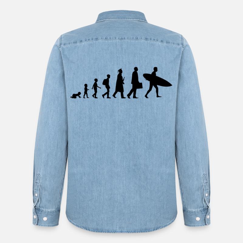 Entwicklung eines Surfers - Männer Jeanshemd Organic von Stanley/Stella - verwaschenes Hellblau