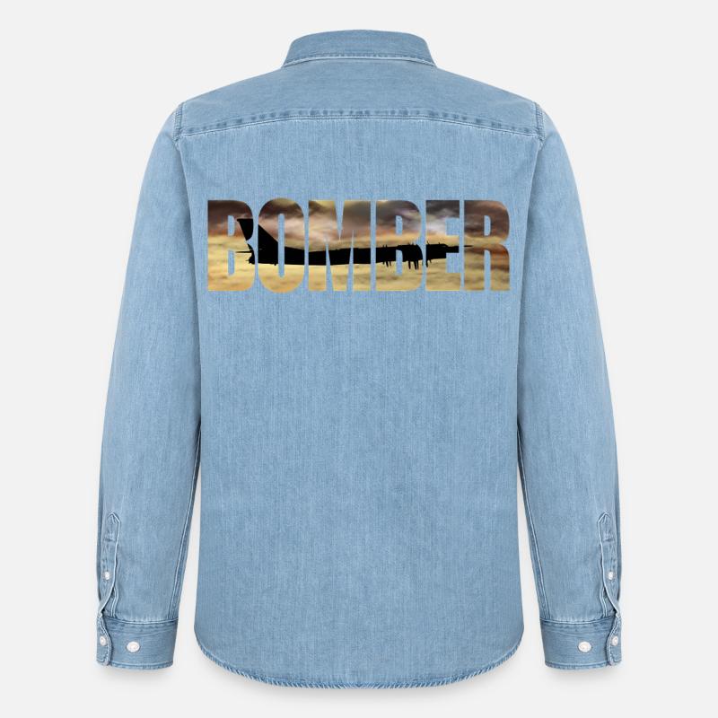 Blouson aviateur Tu-95 - Chemise en denim homme bio Stanley/Stella - bleu clair délavé