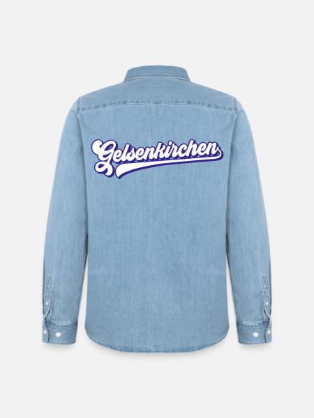 Gelsenkirchen Text | Farben änderbar - Männer Jeanshemd Organic von Stanley/Stella - verwaschenes Hellblau
