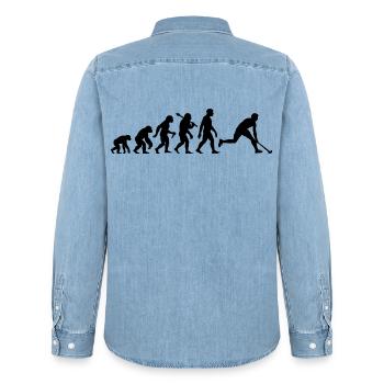 Feldhockey Evolution Für Hockey Spieler Sport - Männer Jeanshemd Organic von Stanley/Stella - verwaschenes Hellblau - Hinten - AI Model Male 185 light (185cm)