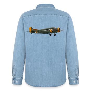 Ju 52 - Männer Jeanshemd Organic von Stanley/Stella - verwaschenes Hellblau - Hinten - AI Model Male 185 light (185cm)