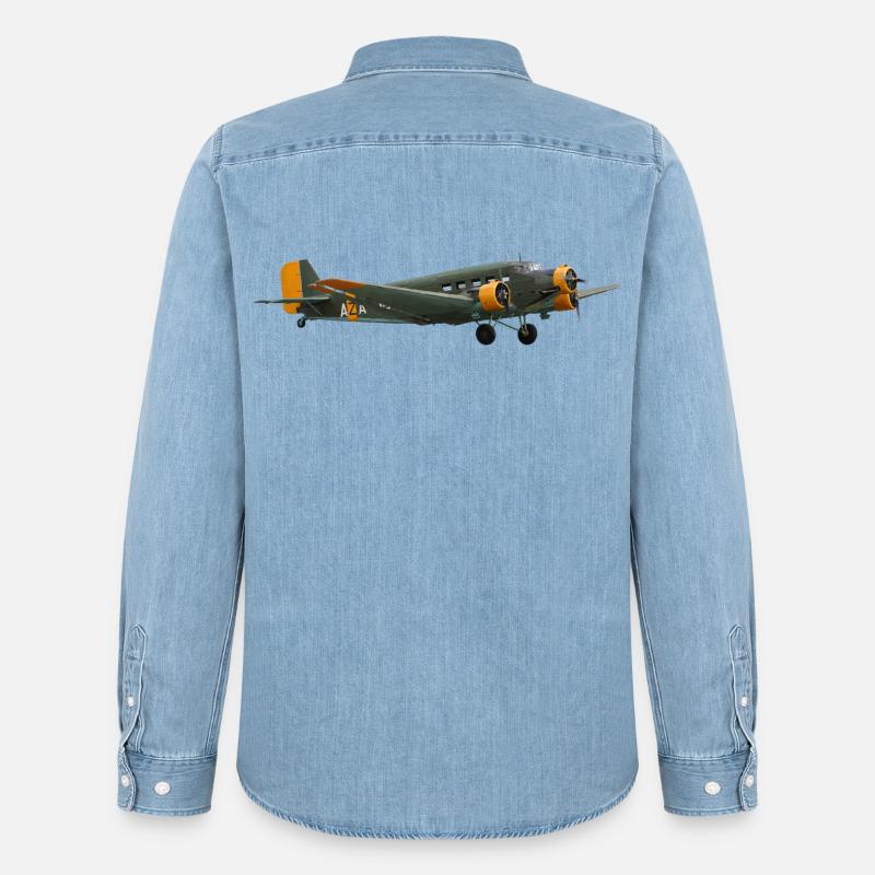 Ju 52 - Männer Jeanshemd Organic von Stanley/Stella - verwaschenes Hellblau