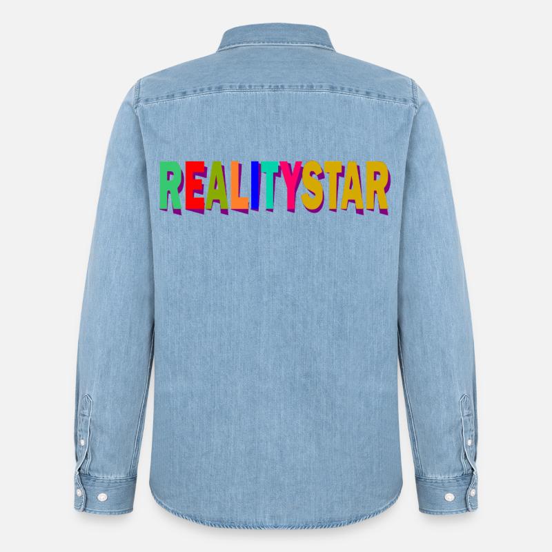 RealityStar Farbexplosion - Männer Jeanshemd Organic von Stanley/Stella - verwaschenes Hellblau