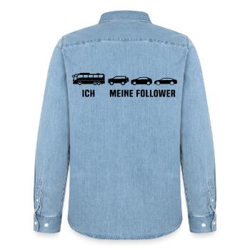 Busfahrer Linienbus Meine Follower Bus - Männer Jeanshemd Organic von Stanley/Stella - verwaschenes Hellblau - Hinten - AI Model Male 185 light (185cm)