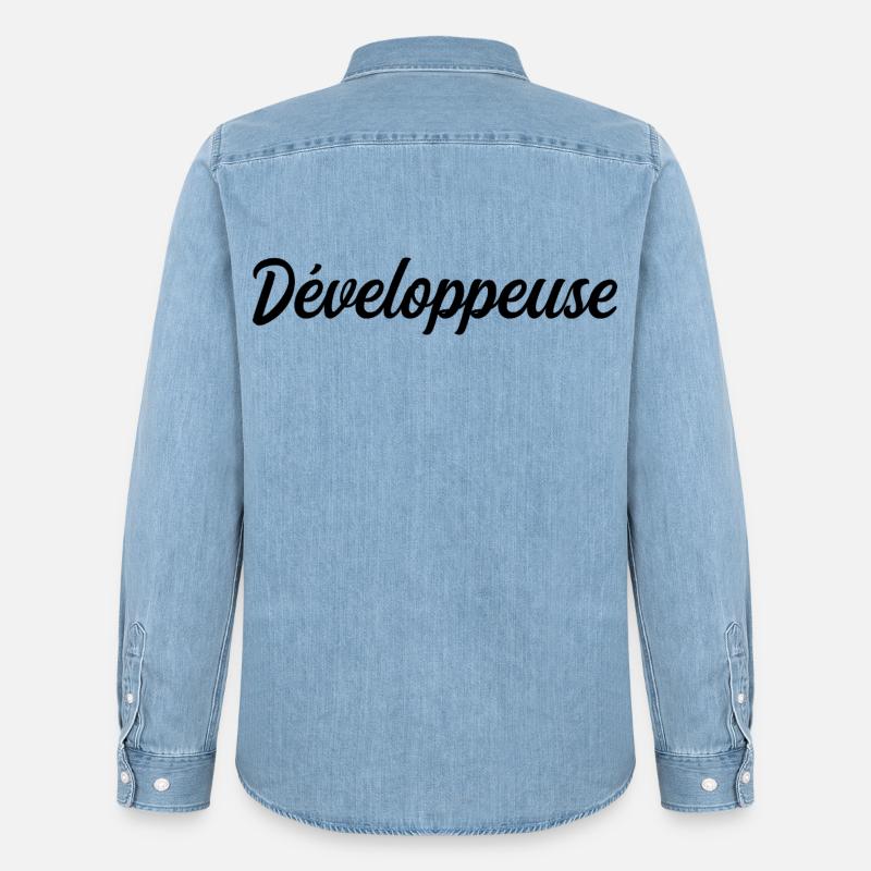 Développeuse Web Code Logiciel Application Tech - Chemise en denim homme bio Stanley/Stella - bleu clair délavé
