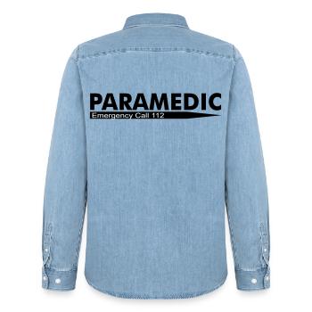 Paramedic Emergency Call 112 - Men’s Organic Denim Shirt by Stanley/Stella - light wash - Back - AI Model Male 185 light (185cm)