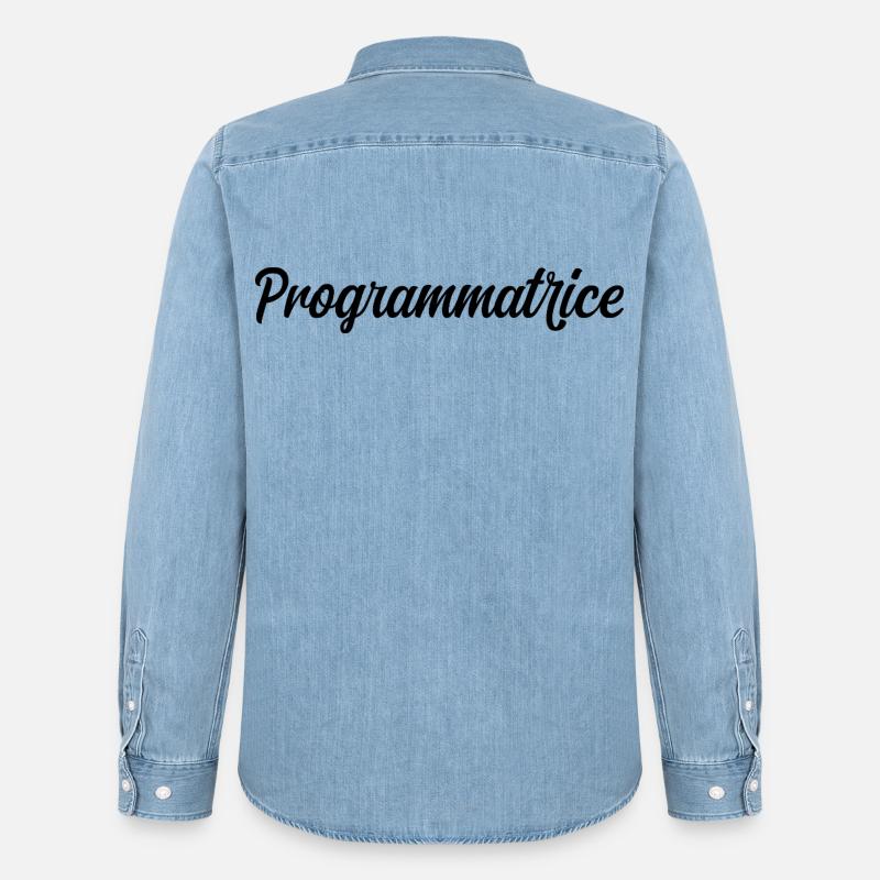 Programmatrice Informatique Code Développeuse Web - Chemise en denim homme bio Stanley/Stella - bleu clair délavé