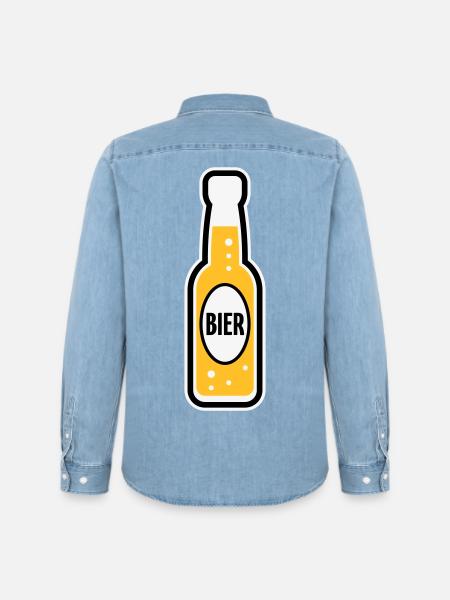 Bierflasche (Bier / Bierchen / POS 3C) - Männer Jeanshemd Organic von Stanley/Stella - verwaschenes Hellblau