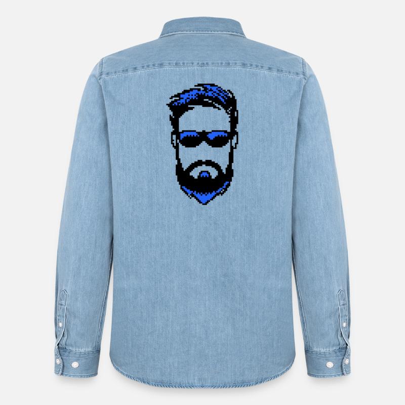 Bartträger Männlichkeit Bart ziegenbart - Männer Jeanshemd Organic von Stanley/Stella - verwaschenes Hellblau