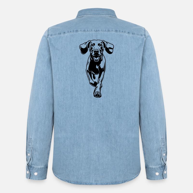 Weimaraner - Männer Jeanshemd Organic von Stanley/Stella - verwaschenes Hellblau