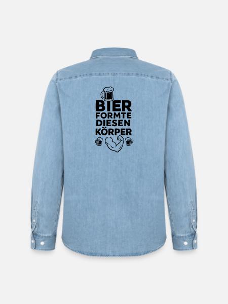 Bier formte diesen Körper - Männer Jeanshemd Organic von Stanley/Stella - verwaschenes Hellblau