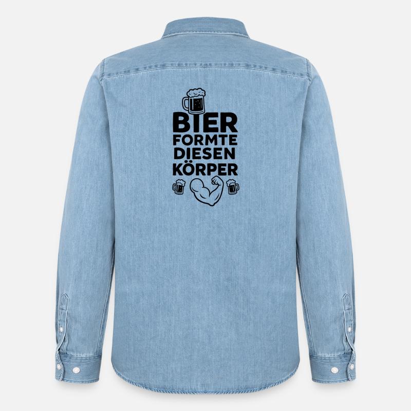 Bier formte diesen Körper - Männer Jeanshemd Organic von Stanley/Stella - verwaschenes Hellblau