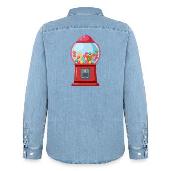 Gumball Machine - Men’s Organic Denim Shirt by Stanley/Stella - light wash - Back - AI Model Male 185 light (185cm)