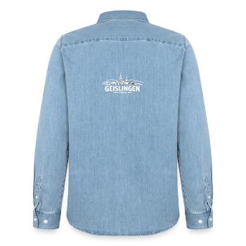 Geislingen Skyline 73312 - Männer Jeanshemd Organic von Stanley/Stella - verwaschenes Hellblau - Hinten - AI Model Male 185 light (185cm)