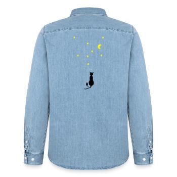 Katz und Maus - Männer Jeanshemd Organic von Stanley/Stella - verwaschenes Hellblau - Hinten - AI Model Male 185 light (185cm)