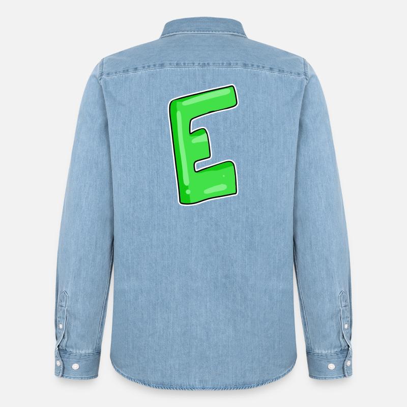 Buchstabe E Anfangsbuchstabe - Männer Jeanshemd Organic von Stanley/Stella - verwaschenes Hellblau