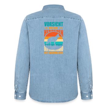 Schäferhund Geschenke Hund Herrchen Gassi - Männer Jeanshemd Organic von Stanley/Stella - verwaschenes Hellblau - Hinten - AI Model Male 185 light (185cm)