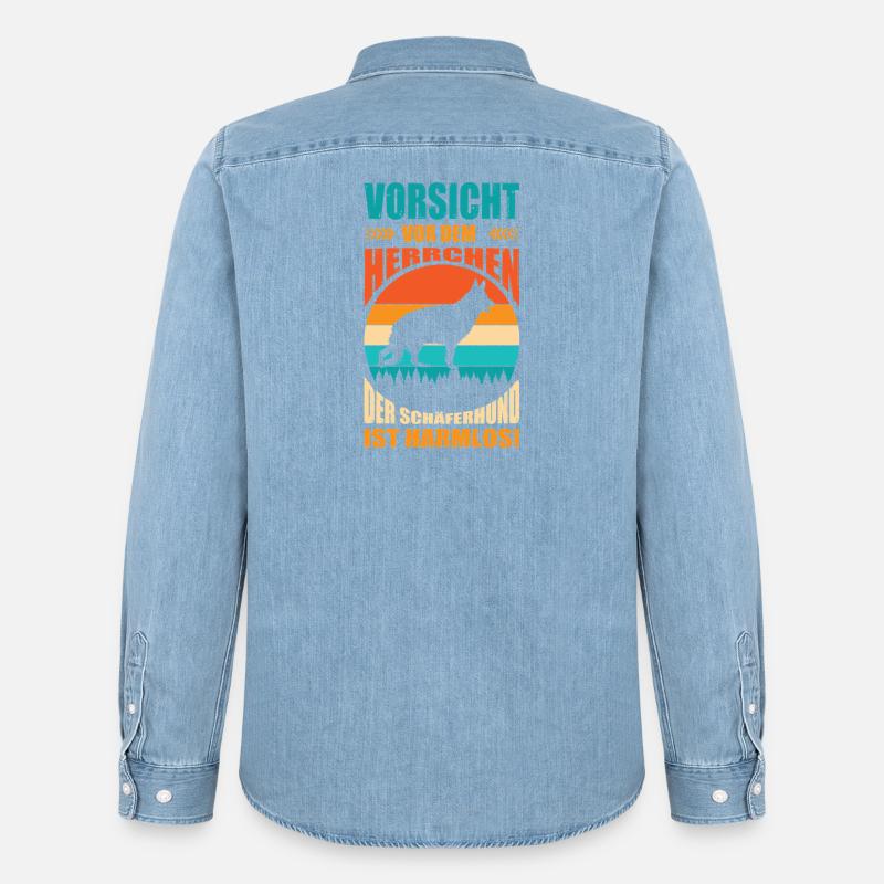 Schäferhund Geschenke Hund Herrchen Gassi - Männer Jeanshemd Organic von Stanley/Stella - verwaschenes Hellblau