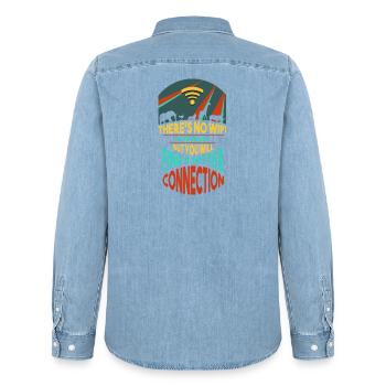 Safari Afrika serengeti wildlife savanne Tiere - Männer Jeanshemd Organic von Stanley/Stella - verwaschenes Hellblau - Hinten - AI Model Male 185 light (185cm)
