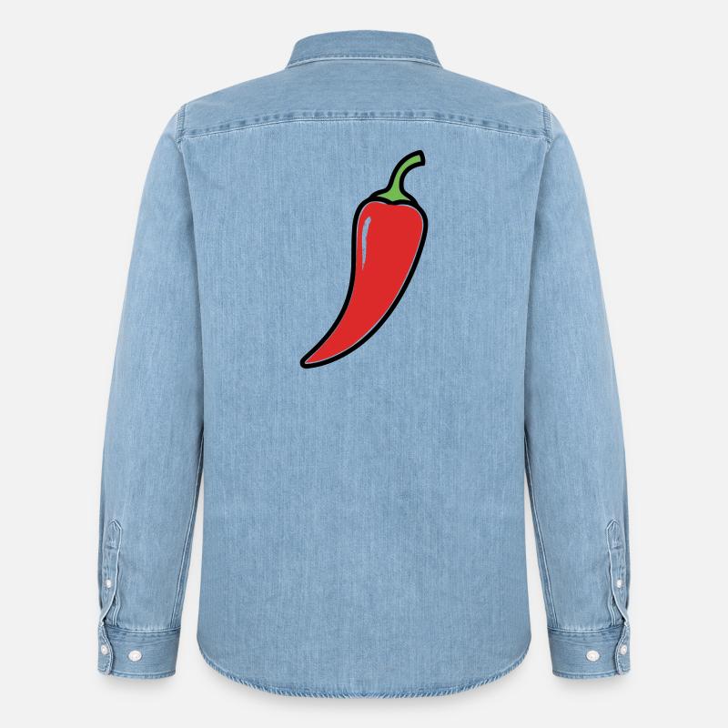 Chili Schote Scharf Comic - Männer Jeanshemd Organic von Stanley/Stella - verwaschenes Hellblau