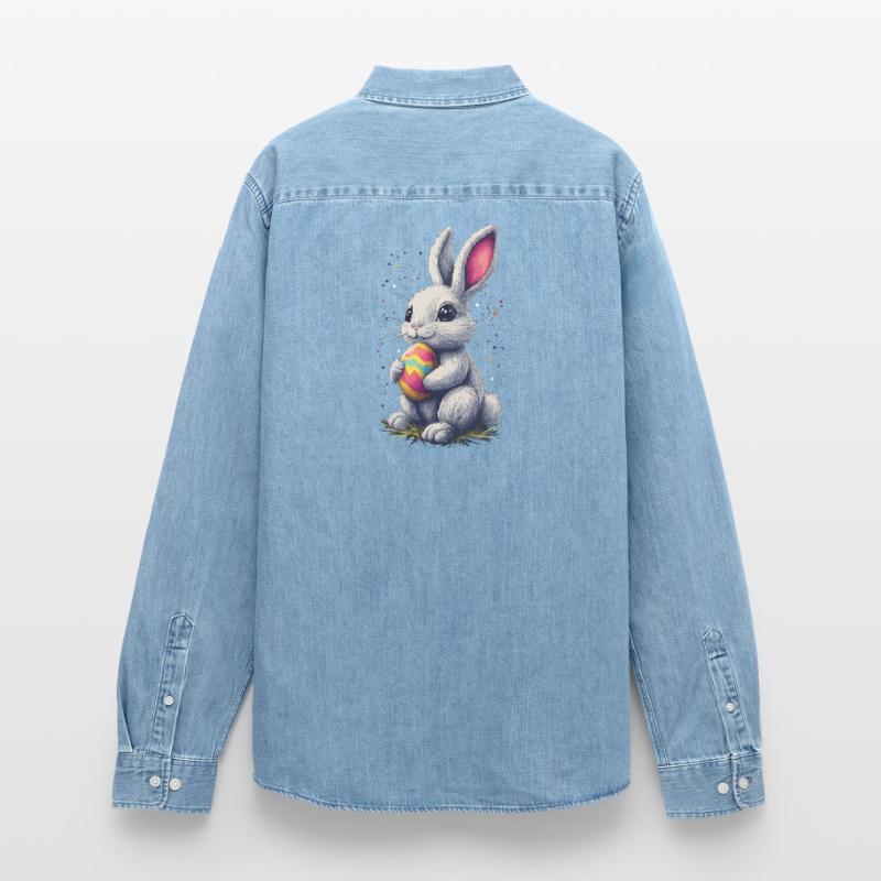 Dad Bunny Easter Easter Bunny Partner Look Easter Men’s Organic Denim Shirt by Stanley/Stella