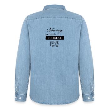 Unterwegs und doch zu Hause - Männer Jeanshemd Organic von Stanley/Stella - verwaschenes Hellblau - Hinten - AI Model Male 185 light (185cm)