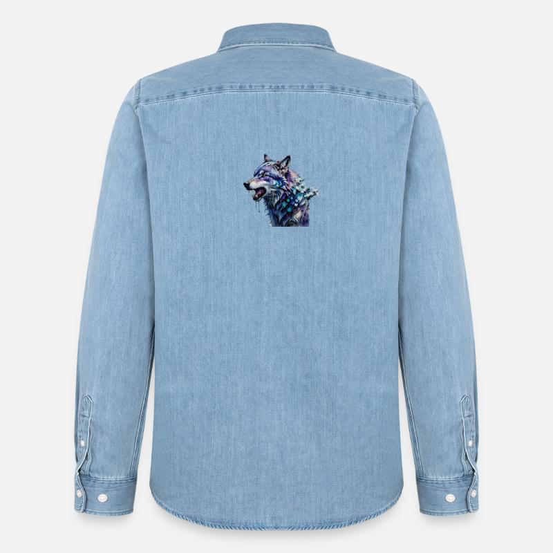 Alphawolf - Männer Jeanshemd Organic von Stanley/Stella - verwaschenes Hellblau