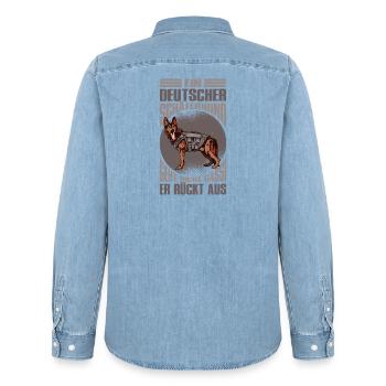 Schäferhund Geschenke Hund Herrchen Gassi - Männer Jeanshemd Organic von Stanley/Stella - verwaschenes Hellblau - Hinten - AI Model Male 185 light (185cm)