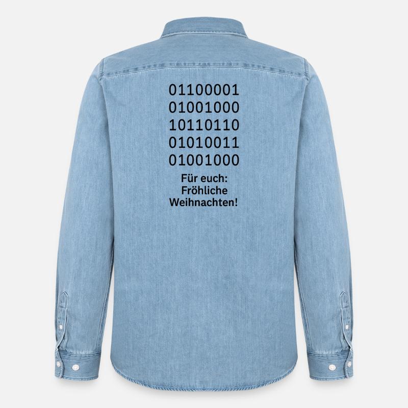 Binary Code Weihnachtszauber - Männer Jeanshemd Organic von Stanley/Stella - verwaschenes Hellblau
