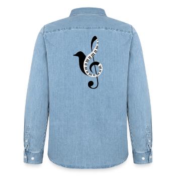 Musiknoten Musik Musiker Notenschlüssel Noten - Männer Jeanshemd Organic von Stanley/Stella - verwaschenes Hellblau - Hinten - AI Model Male 185 light (185cm)