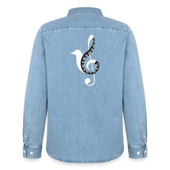 Musiknoten Musik Musiker Notenschlüssel Noten - Männer Jeanshemd Organic von Stanley/Stella - verwaschenes Hellblau - Hinten - AI Model Male 185 light (185cm)