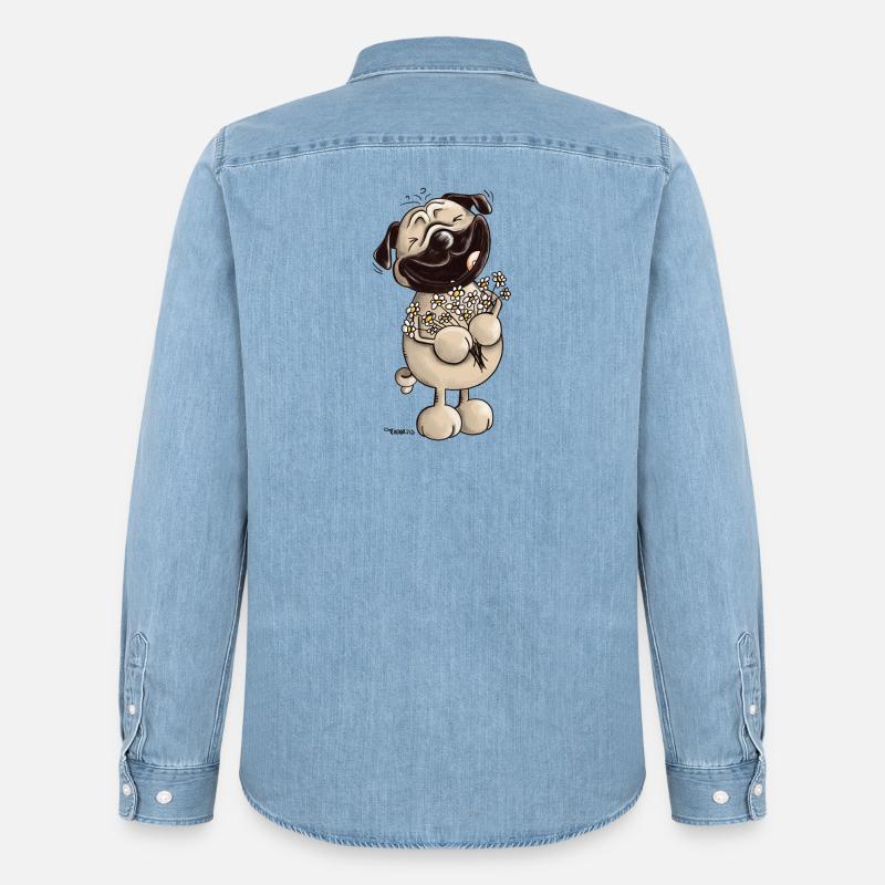 Süßer Mops - Möpse - Mopsfideler Mops - Geschenk - Männer Jeanshemd Organic von Stanley/Stella - verwaschenes Hellblau