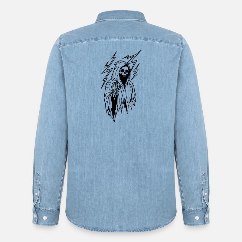 Mittelfinger - Männer Jeanshemd Organic von Stanley/Stella - verwaschenes Hellblau
