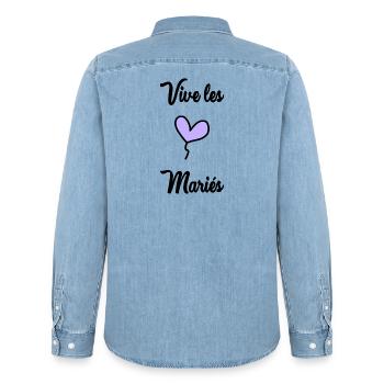 FUTURE MARIEE. EVJF. MARIEE. TEAM. TEAM MARIEE - Chemise en denim homme bio Stanley/Stella - bleu clair délavé - Dos - AI Model Male 185 light (185cm)