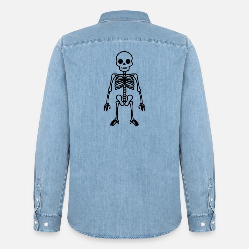 Skelett Comic - Männer Jeanshemd Organic von Stanley/Stella - verwaschenes Hellblau