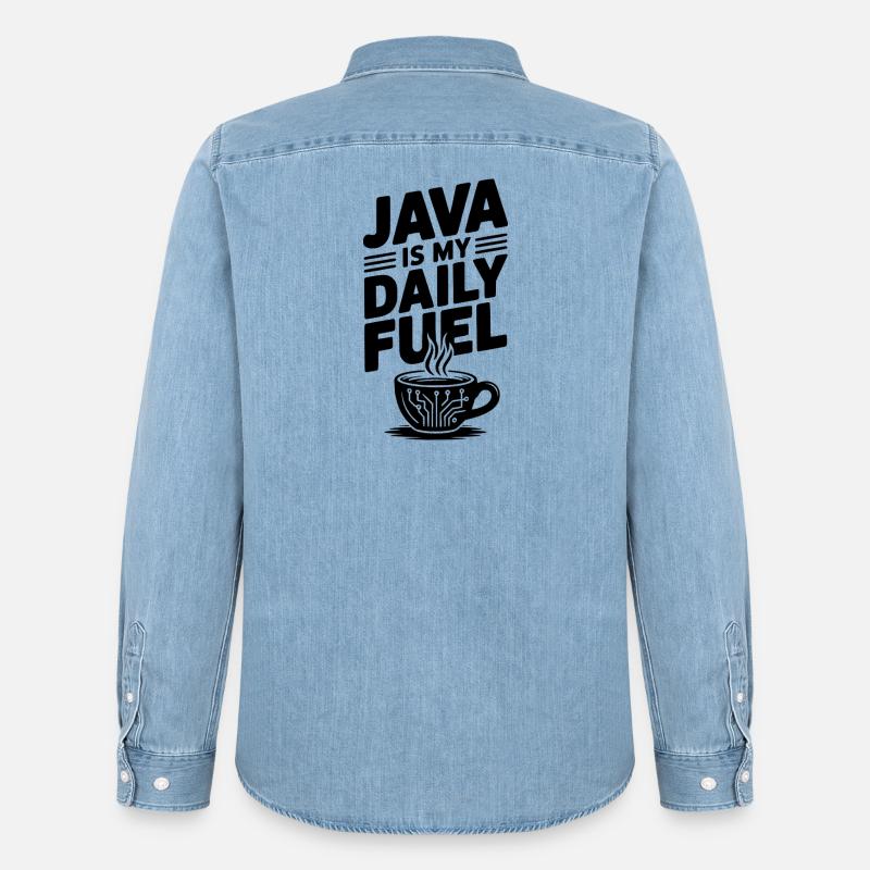Java ist mein täglicher Treibstoff - Männer Jeanshemd Organic von Stanley/Stella - verwaschenes Hellblau
