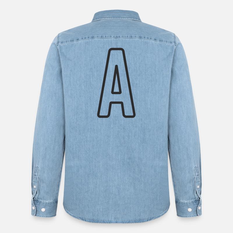 Buchstabe A Typodesign  - Männer Jeanshemd Organic von Stanley/Stella - verwaschenes Hellblau