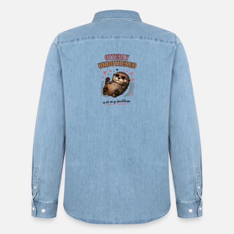 Otterly Unbothered Not My Problem - Männer Jeanshemd Organic von Stanley/Stella - verwaschenes Hellblau