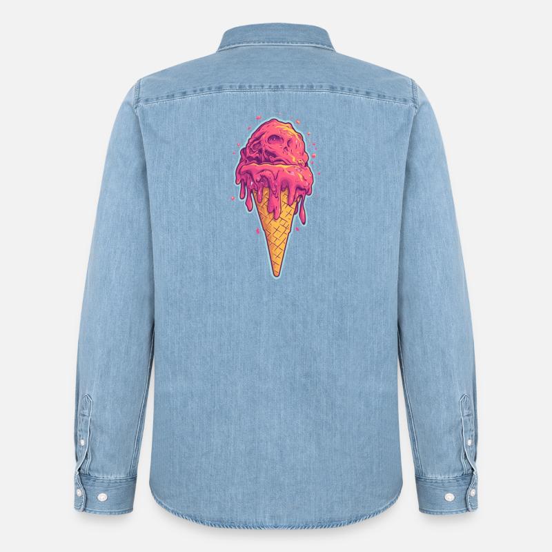 Eiscreme Eis - Männer Jeanshemd Organic von Stanley/Stella - verwaschenes Hellblau