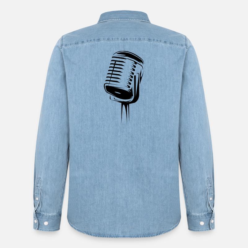 mikrofon illustration Symbol Geschenk microphon - Männer Jeanshemd Organic von Stanley/Stella - verwaschenes Hellblau