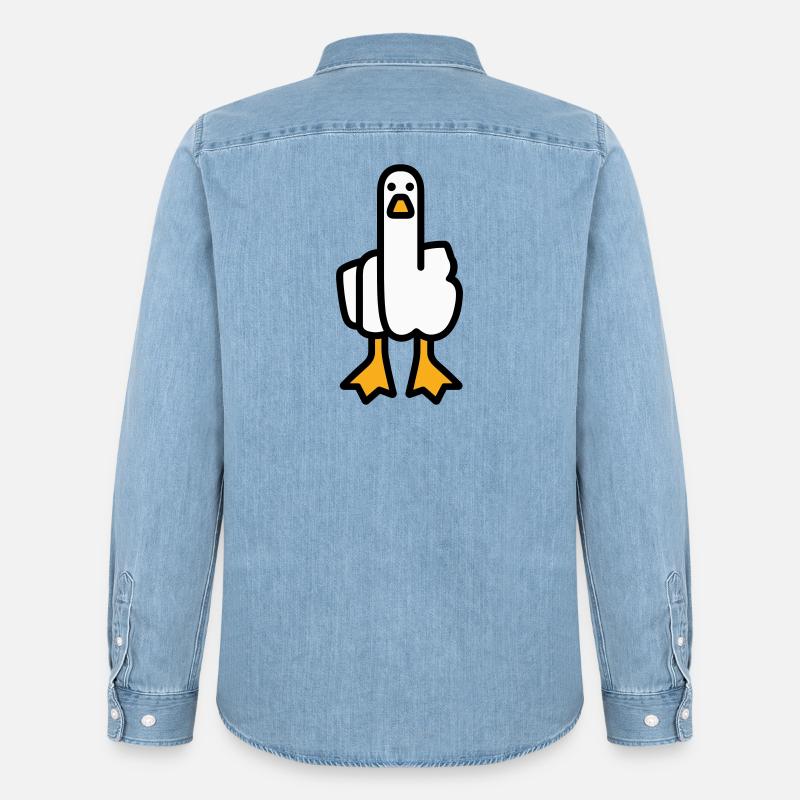 Statement Gans - Männer Jeanshemd Organic von Stanley/Stella - verwaschenes Hellblau